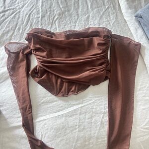 Zara Chocolate Off-Shoulder Blouse